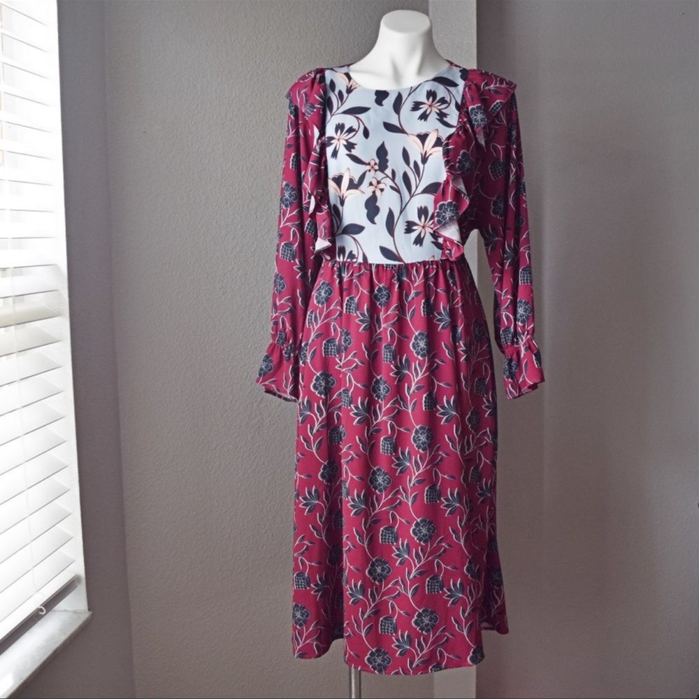 Eloquii Dress Size 18 Long Sleeve Floral Ruffle